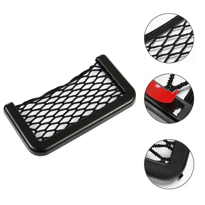 Sac de rangement en maille pour articles divers, côté siège Auto, intérieur arrière, sac de rangement pour téléphone, filet de poche, sac de rangement pour voiture, filets élastiques et flexibles