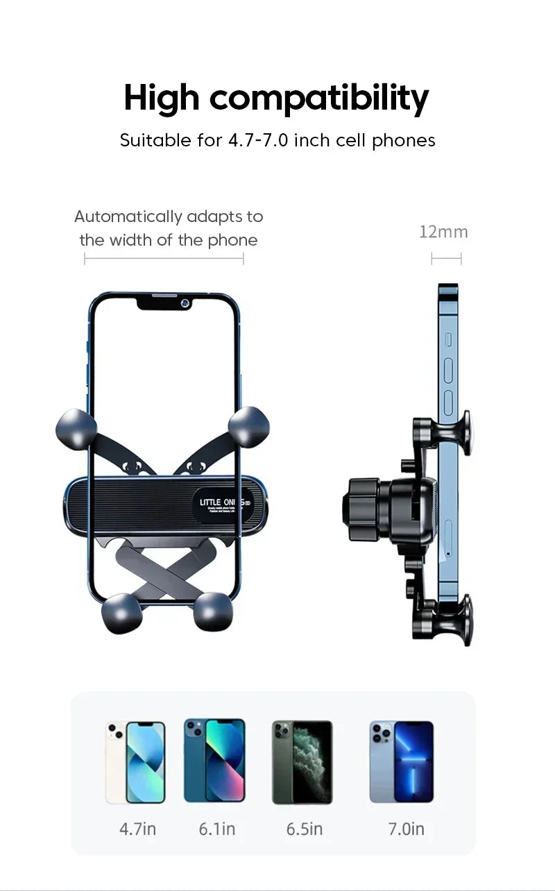 2025 Nouveau 360 °   Support de téléphone rotatif à gravité pour voiture, fixation sur grille d'aération, support de navigation télescopique pour sortie d'air, compatible avec les téléphones de 4,7 à 7 pouces