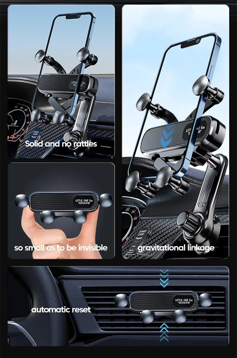 2025 Nouveau 360 °   Support de téléphone rotatif à gravité pour voiture, fixation sur grille d'aération, support de navigation télescopique pour sortie d'air, compatible avec les téléphones de 4,7 à 7 pouces